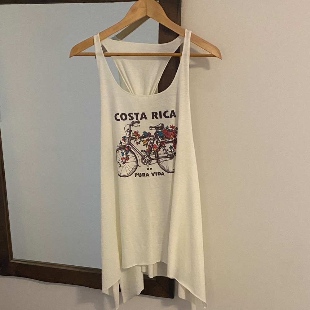 Costa Rica Pura Vida Graphic White Summer Flowy Lightweight Beach Tank Top